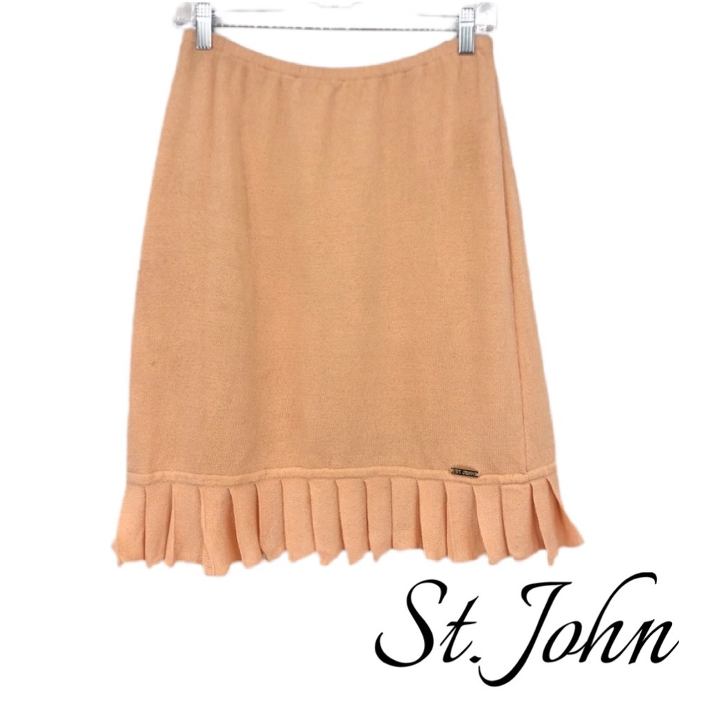 St. John Peach Ruffle Midi Skort